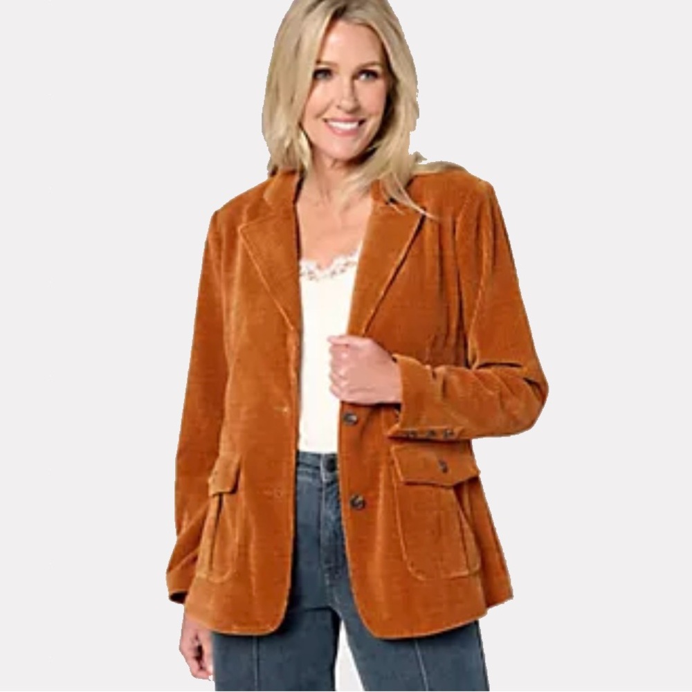 Stacy London Button Front Stretch Corduroy
Jacket Burnt Orange NWOT